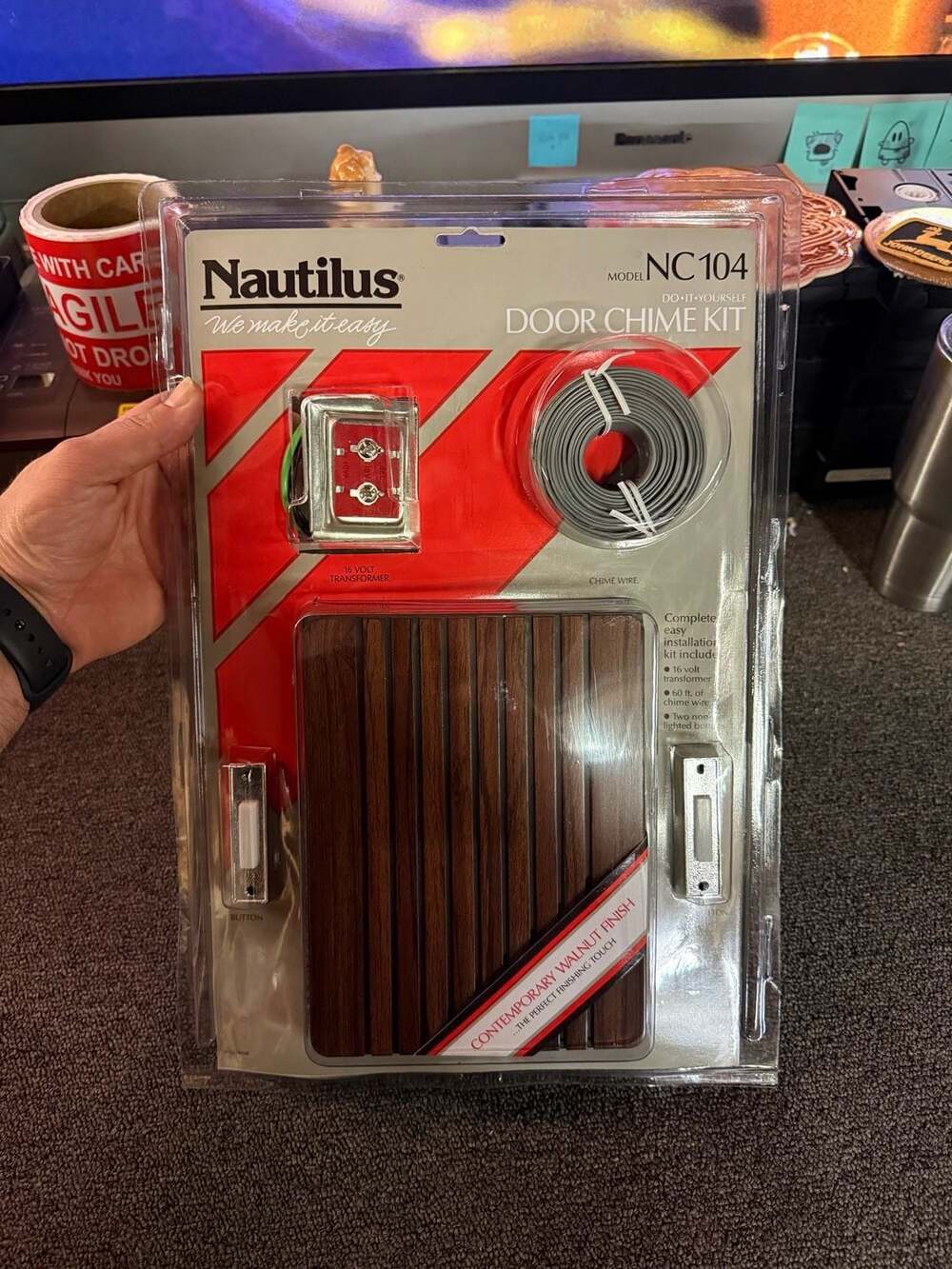 Nautilus Model NC104 Vintage Do-It-Yourself Door Chime Kit with Walnut Finish